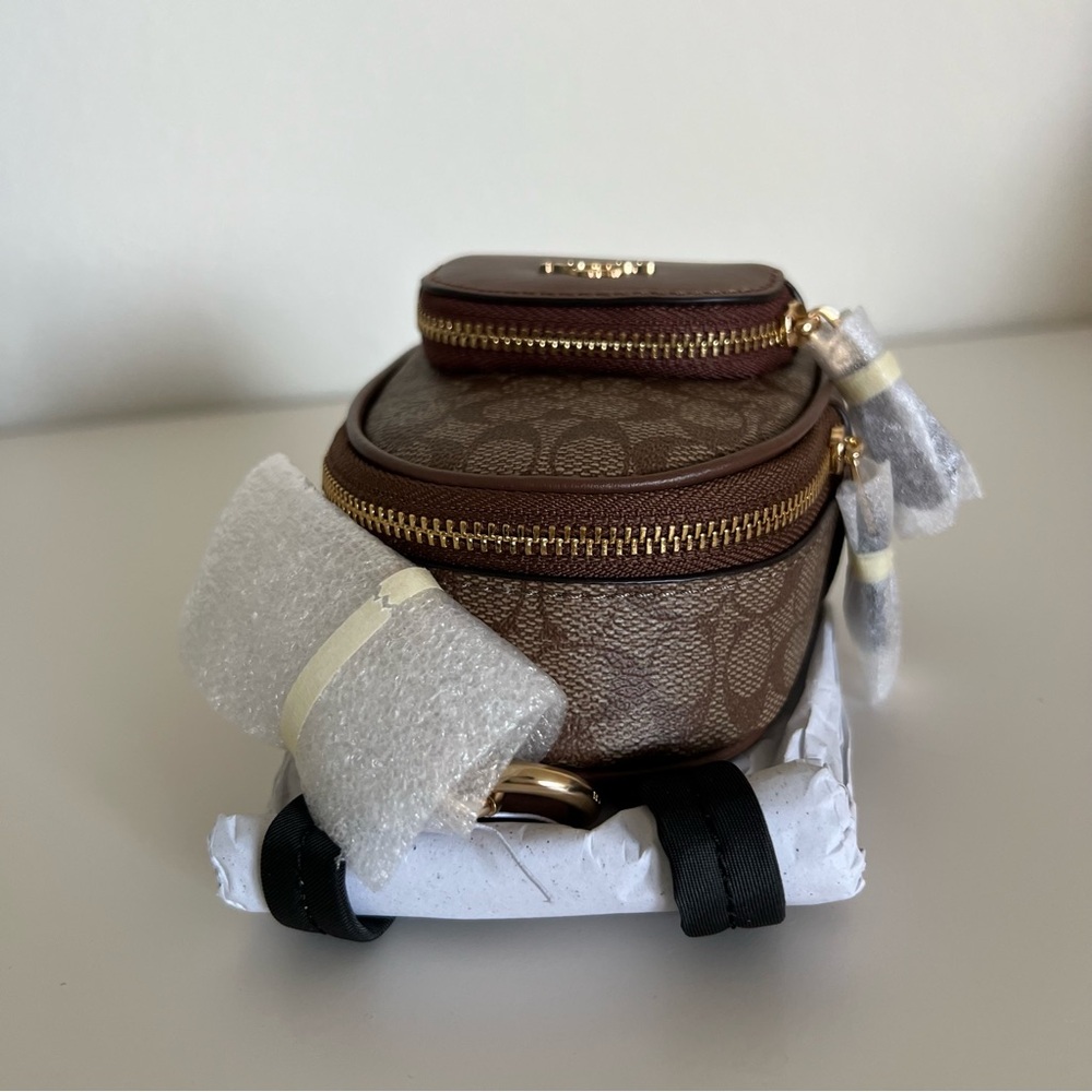 Coach Brown Signature Mini Key & Card Holder - Picture 3 of 13
